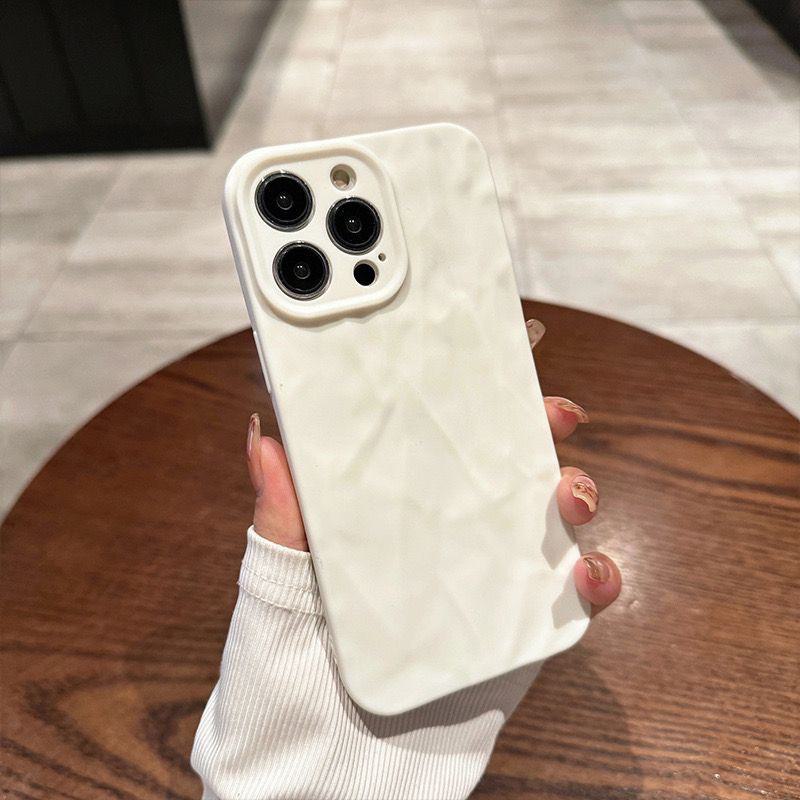 iPhone14 Pro Black and White Pleated Mobile Phone Case - Anti-Fall Soft Shell for XS, XR, 13, 12, 15