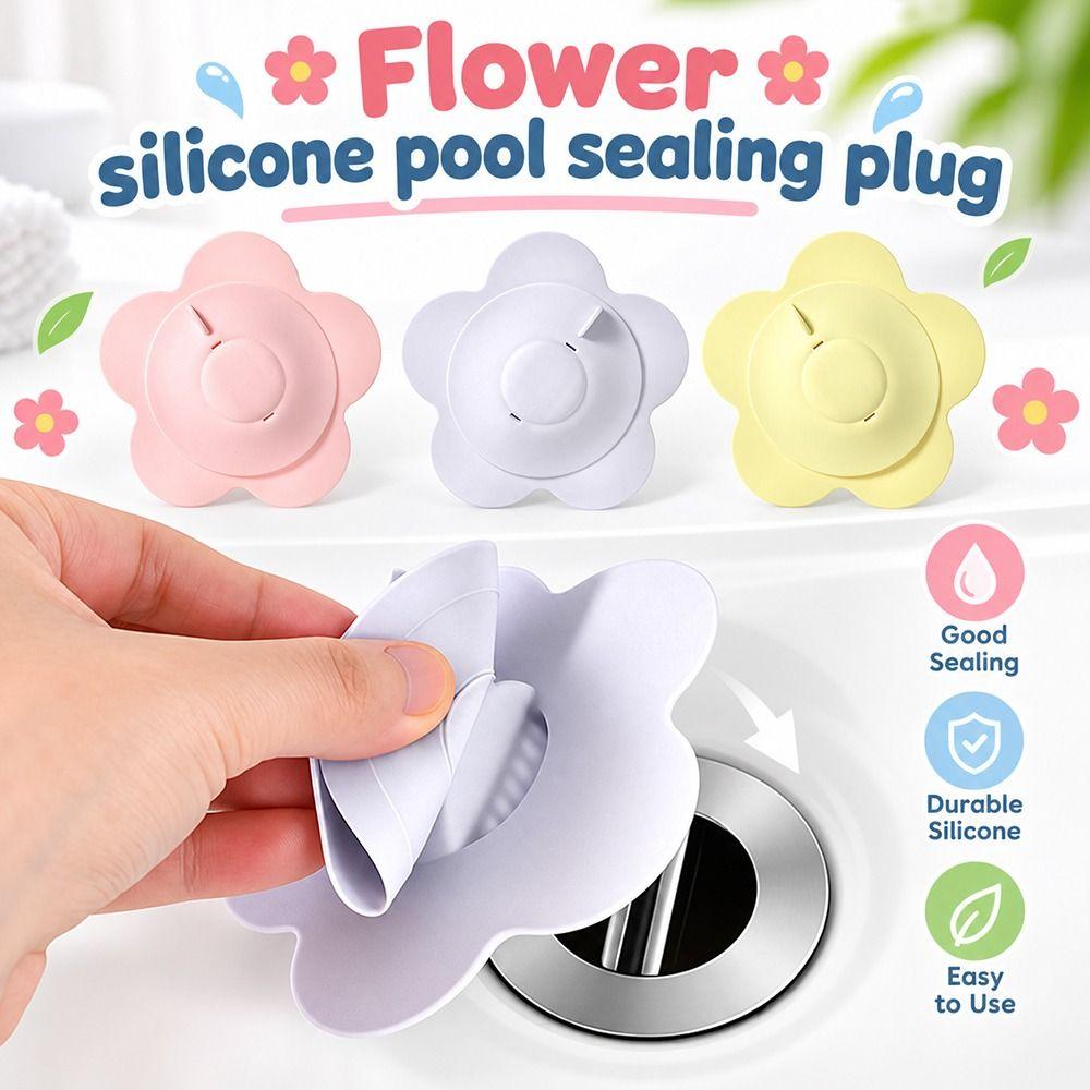 Flower Shaped Silicone Sink Stopper Press-to-Seal Sink Drain Cover Drain Plug Drain Accessories