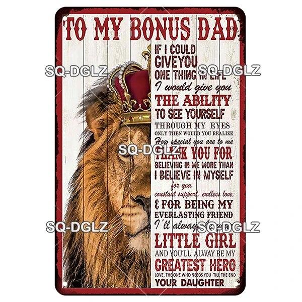 SQ-DGLZ Vintage To My DAD Word Metal Sign Plate Tin Sign Plate Home Bar Door Wall Decor Sticker Decoration Plaque Poster