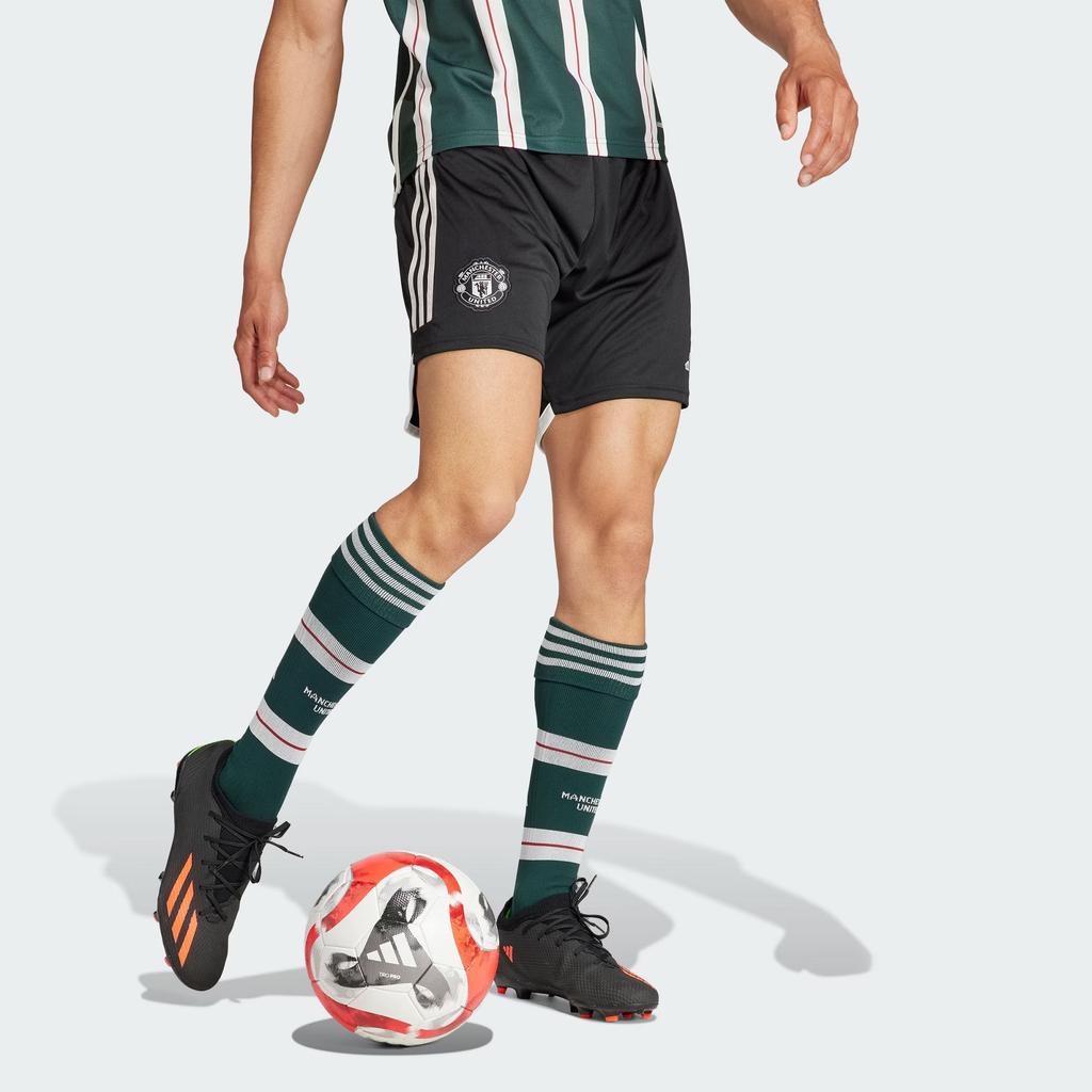 Adidas Manchester United 23/24 Away Elastic Waist Football Shorts Men Bottoms Black HR3683