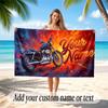 Motorcycle Theme Soft Beach Towel Personalized Custom Name Text Towel Portable for Beach Pool Travel