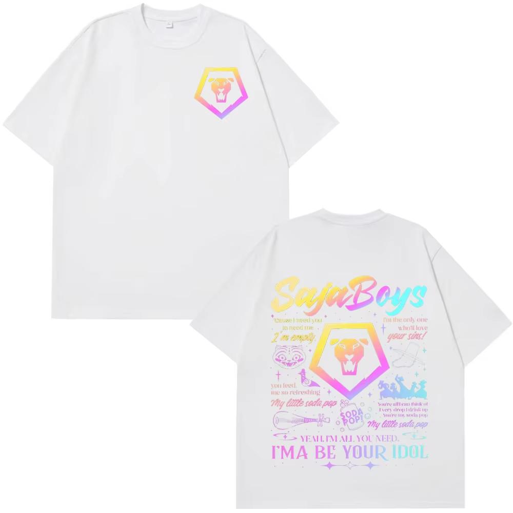 Kpop Saja Boys Demon Hunters Retro Graphic T-shirts Men's Women Aesthetic Tees Summer Cotton Casual Harajuku T Shirts Fan Gifts