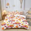 3 Pieces Harvest Red Truck Pumpkin Print Duvet Cover Set, White Base Watercolor Maple Leaf Berry Vintage Car Printed Bedding