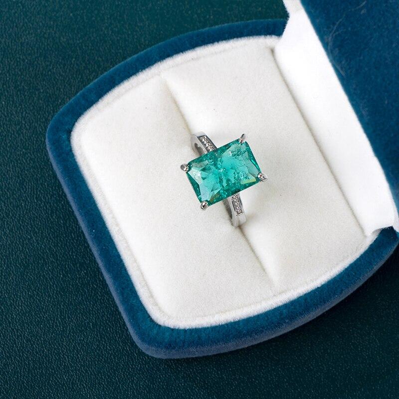 BELLA BOX Женские кольца с большим прямоугольным камнем, ярко-зеленый цвет, благородное женское кольцо на палец для вечеринки, модные аксессуары высокого качества