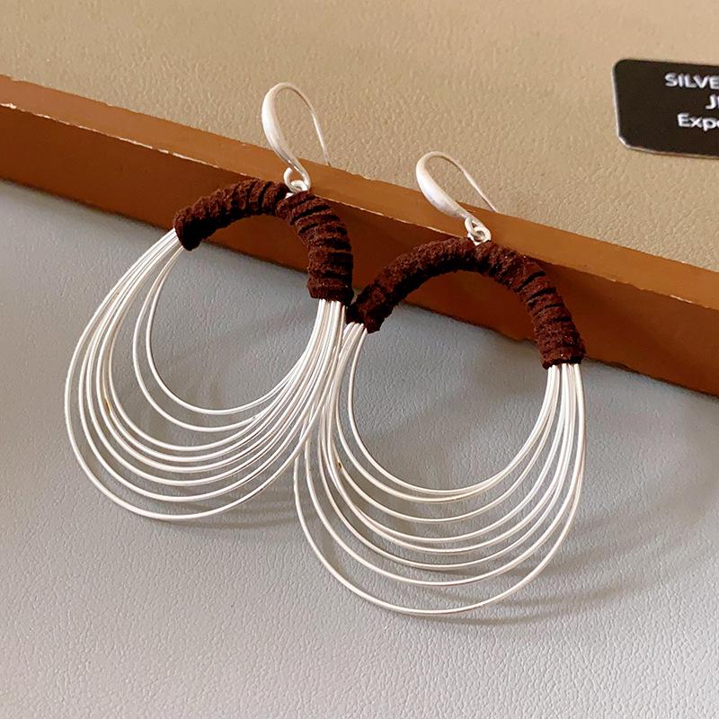Unique Multi-Layer Circle Ear Hook Earrings: Bold European & American Style for Women