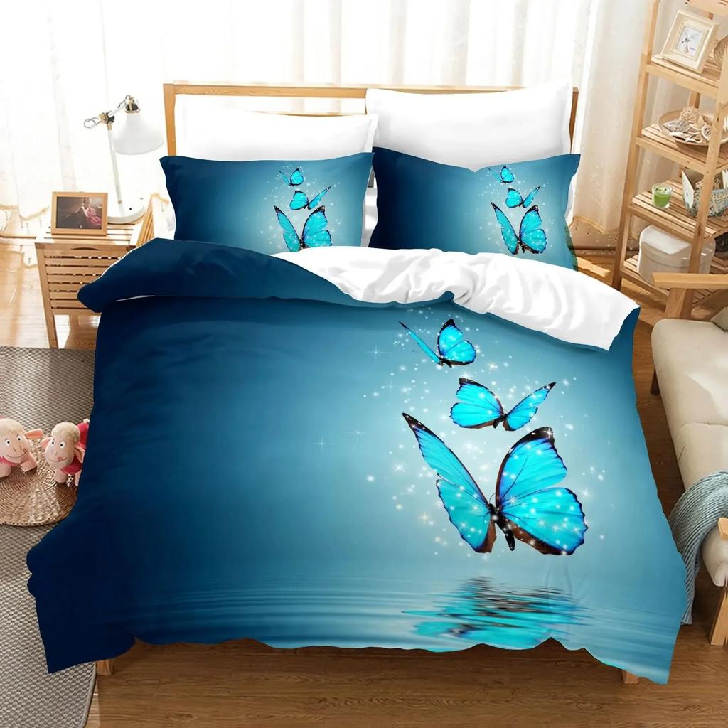 3D Print Fantasy Butterfly Animal Romantic Comfortable Duvet Quilt Cover Pillowcase Bedding Set Bedroom Decoration Home Textile