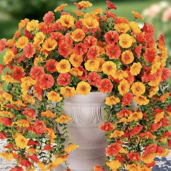 1/2Pcs Hanging Artificial Morning Glory UV Resistant Fake Flower Wedding Party Indoor Outdoor Garden Wall Hanging Faux Flower Decoration