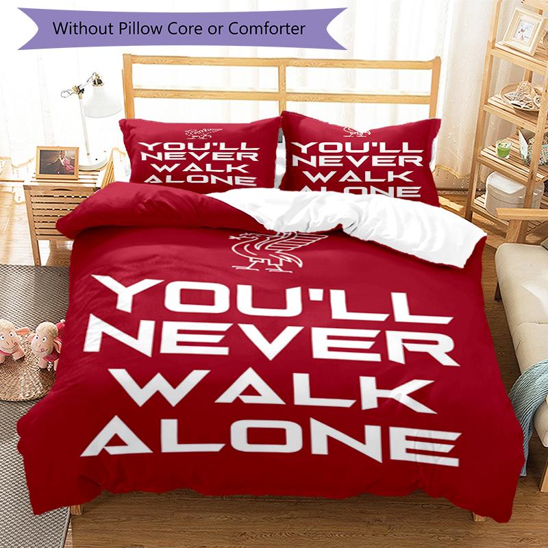 3pcs Liverpool Football Club Bedding Set Duvet Cover Closure Includes 1 Duvet Cover & 2 Pillowcases, Soft and Comfortable for All Seasons.