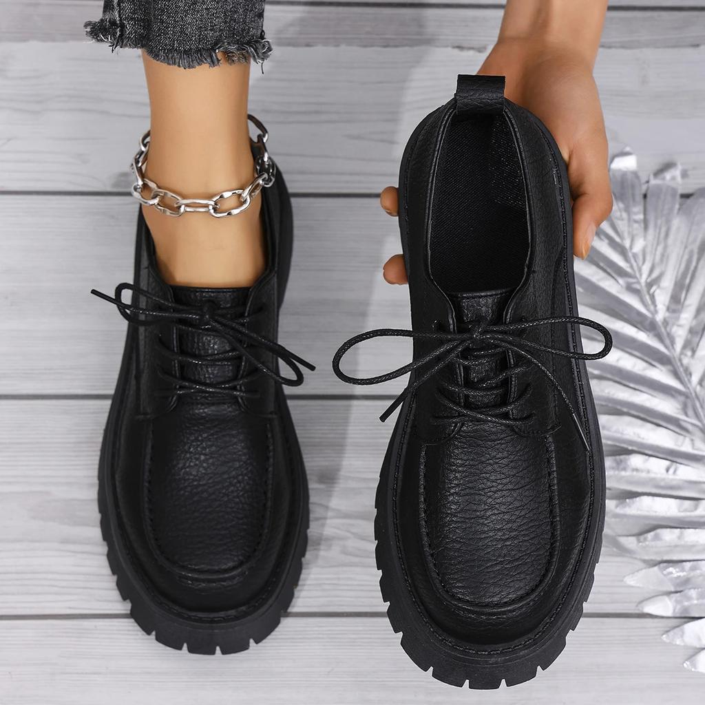 Fashion Shoes for Women 2025 Fashion Loafers Women's High Heel Classics Office Pumps Female Round Toe Lace Up Plus Size Platform Shoes