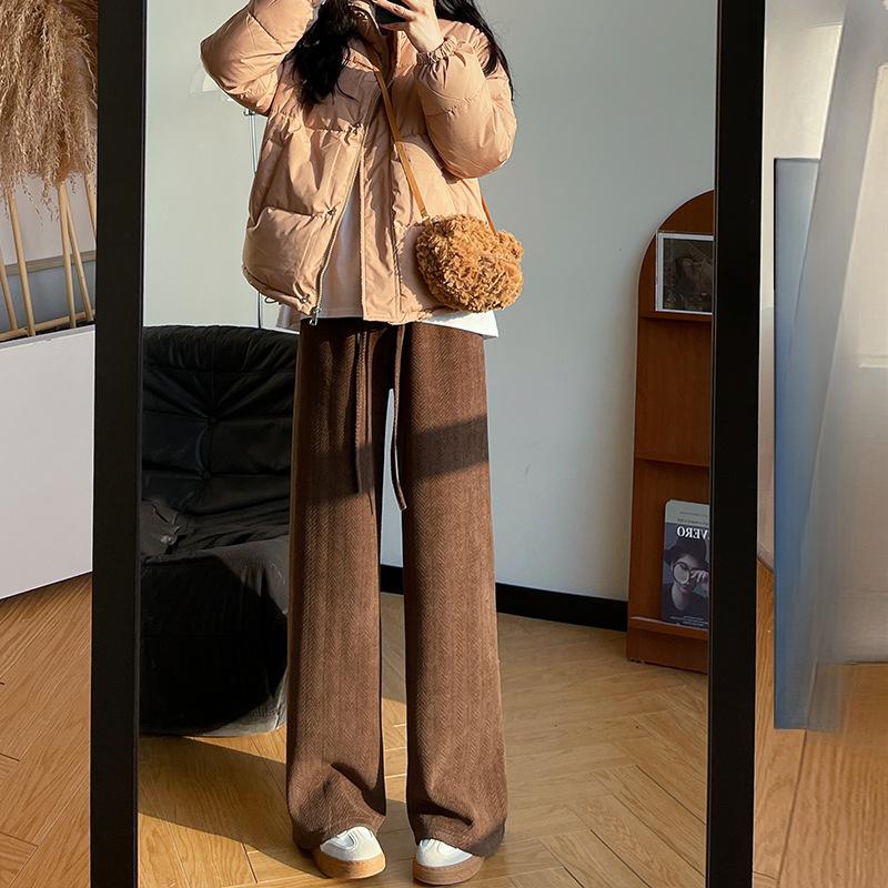 Брюки палаццо женские осенне-зимние новые свободные и ленивые прямые брюки драпирующиеся с высокой талией бархатные брюки