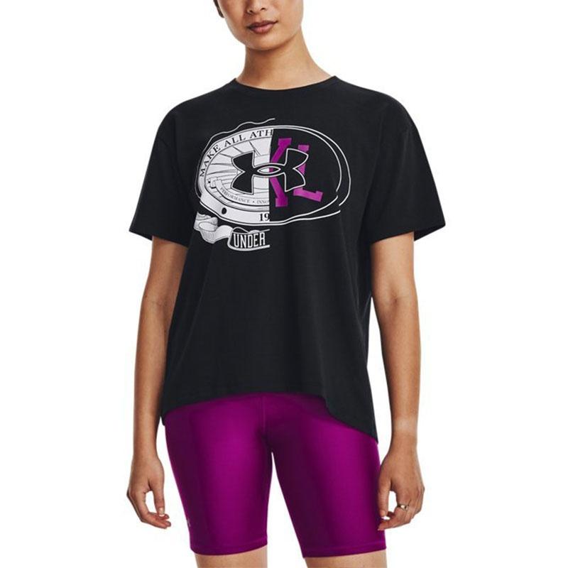 Under Armour Make All Drop Shoulder Sleeve T Shirt Women's Black Unisex 1379390-001