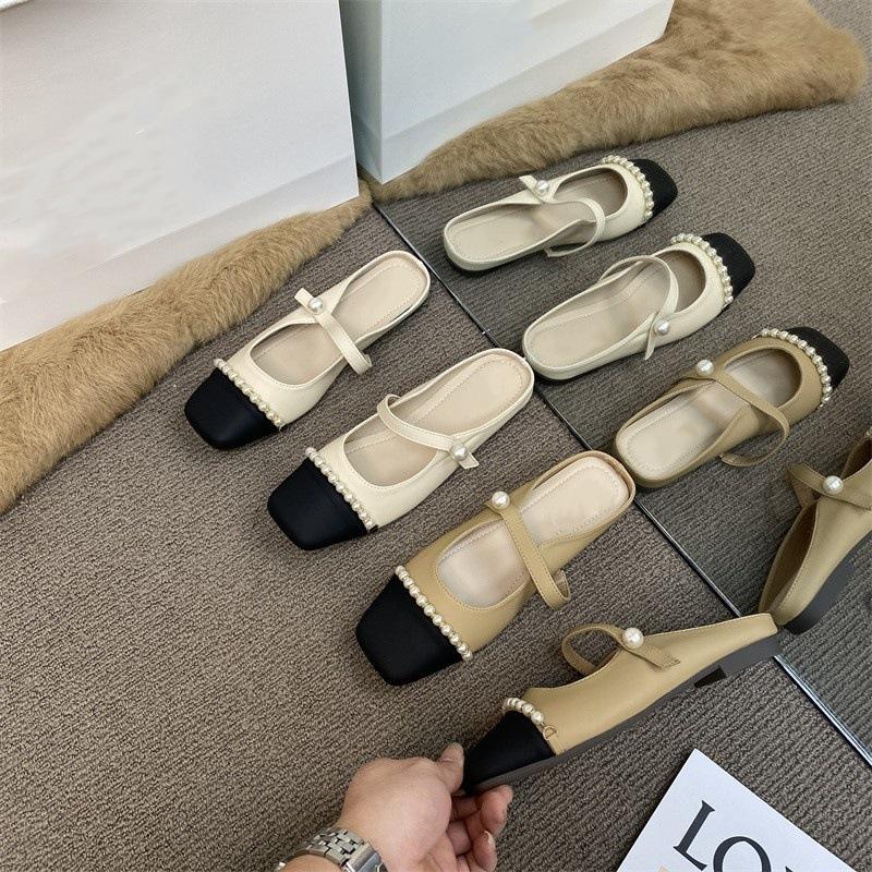 Маленькая свежая фея плоские тапочки летняя одежда мода универсальные интернет знаменитости жемчужные сандалии пляжные тапочки muller обувь