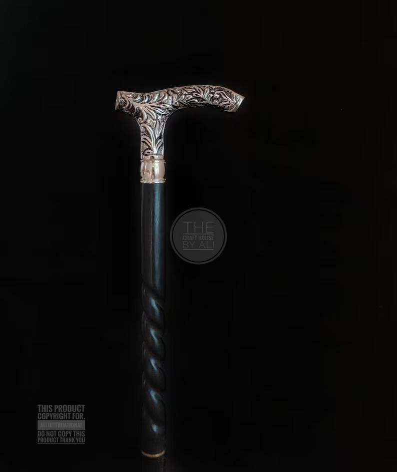 Викторианская трость латунная трость стерлингового серебра, выглядящая как трость