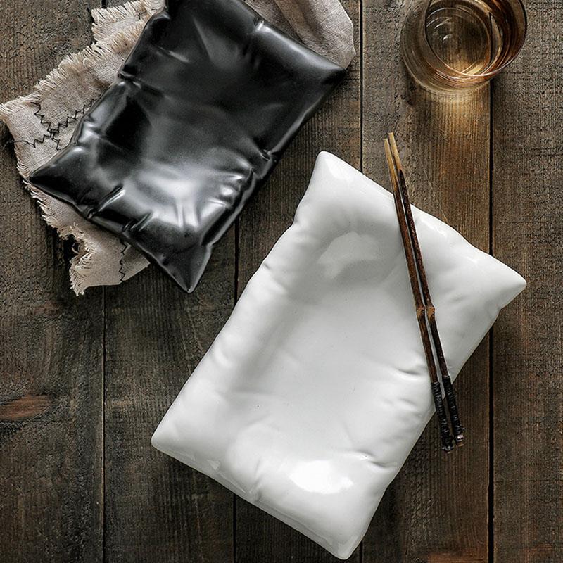 Creative Ceramic Salad Plate Kitchen Tableware Dinner Plate Pasta Steak Dessert Plate Pillow Shaped Dessert Bowl Salad Bowl