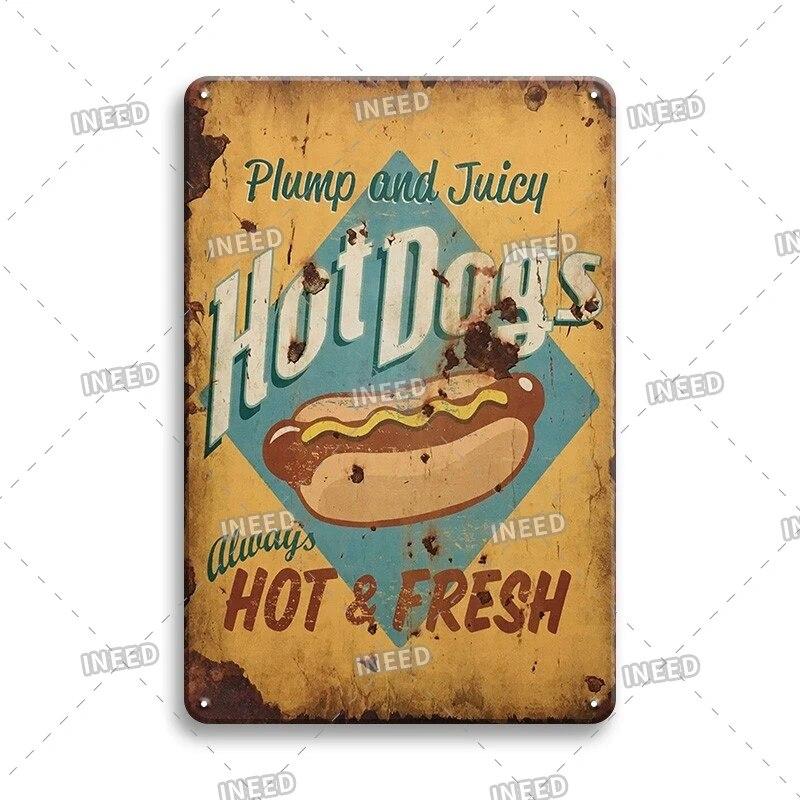 Mfoever Burger Sign Best In Town Beef BBQ Vintage Decor Hotdogs Kitchen Decorations Wall Plaque Retro Decor Vintage Food Sign