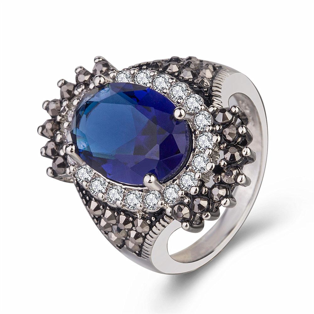 Luxury Vintage Ring Antique Gold Boho Gray Crystal Wedding Rings For Women Wedding Jewelery