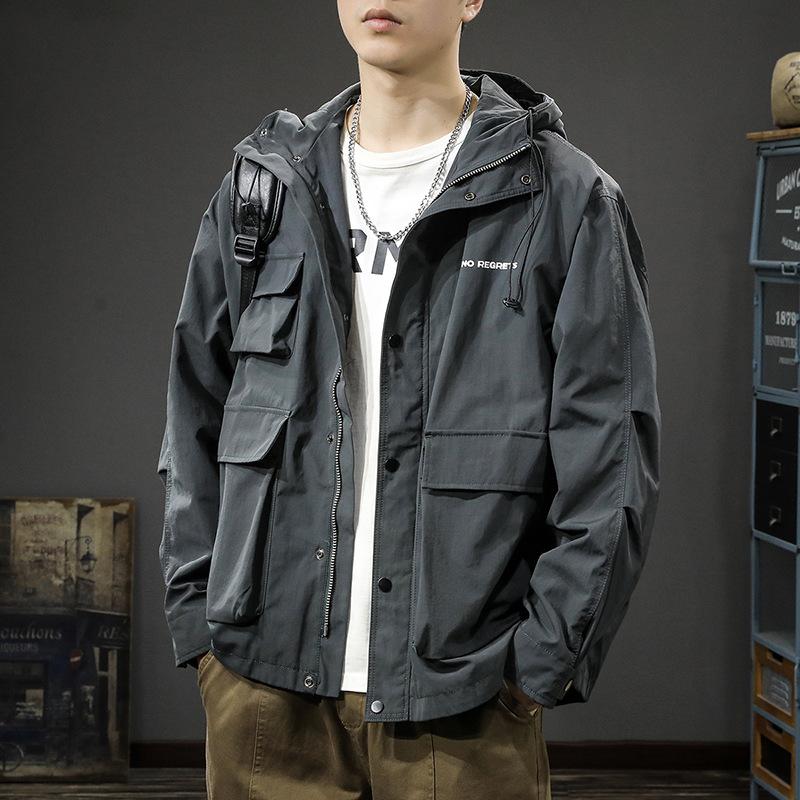 Outdoor Casual Function Jacket Windproof Jacket Men'S Loose Trendy Brand Ruffian Handsome Large Size Hooded Tooling Outside