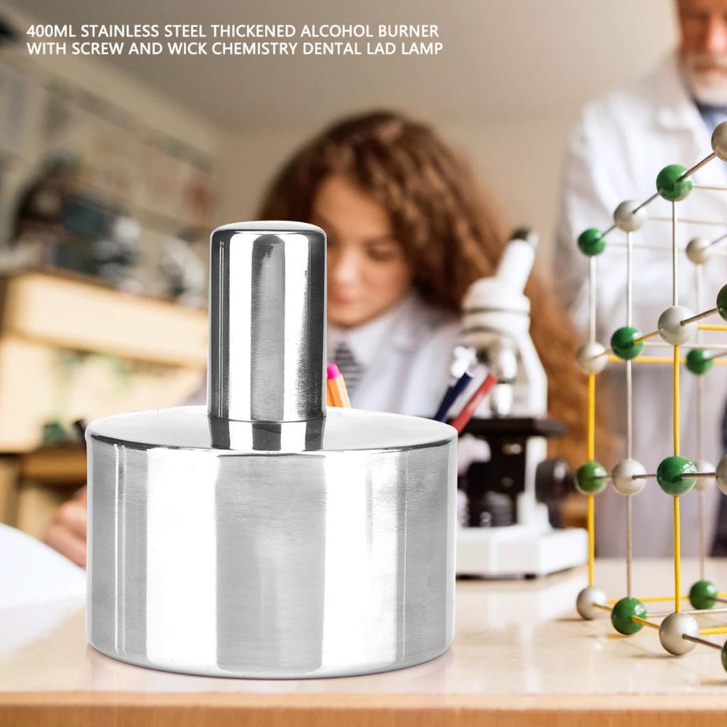 400ml Stainless Steel Thickened Alcohol Burner with Screw and Wick Chemistry Dental Lad Lamp