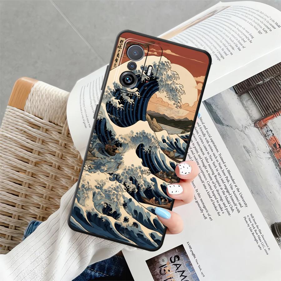 Чехол для телефона Funda для Xiaomi Mi 11 12 12X 14 13 Lite 12T Pro 10T 11T Мультяшная волна