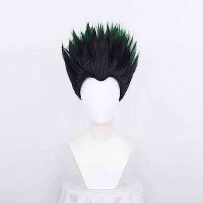 Высококачественный парик для косплея аниме-охотника Gon Freecss, короткий черный градиентный зеленый термостойкий синтетический парик для косплея + WigCap