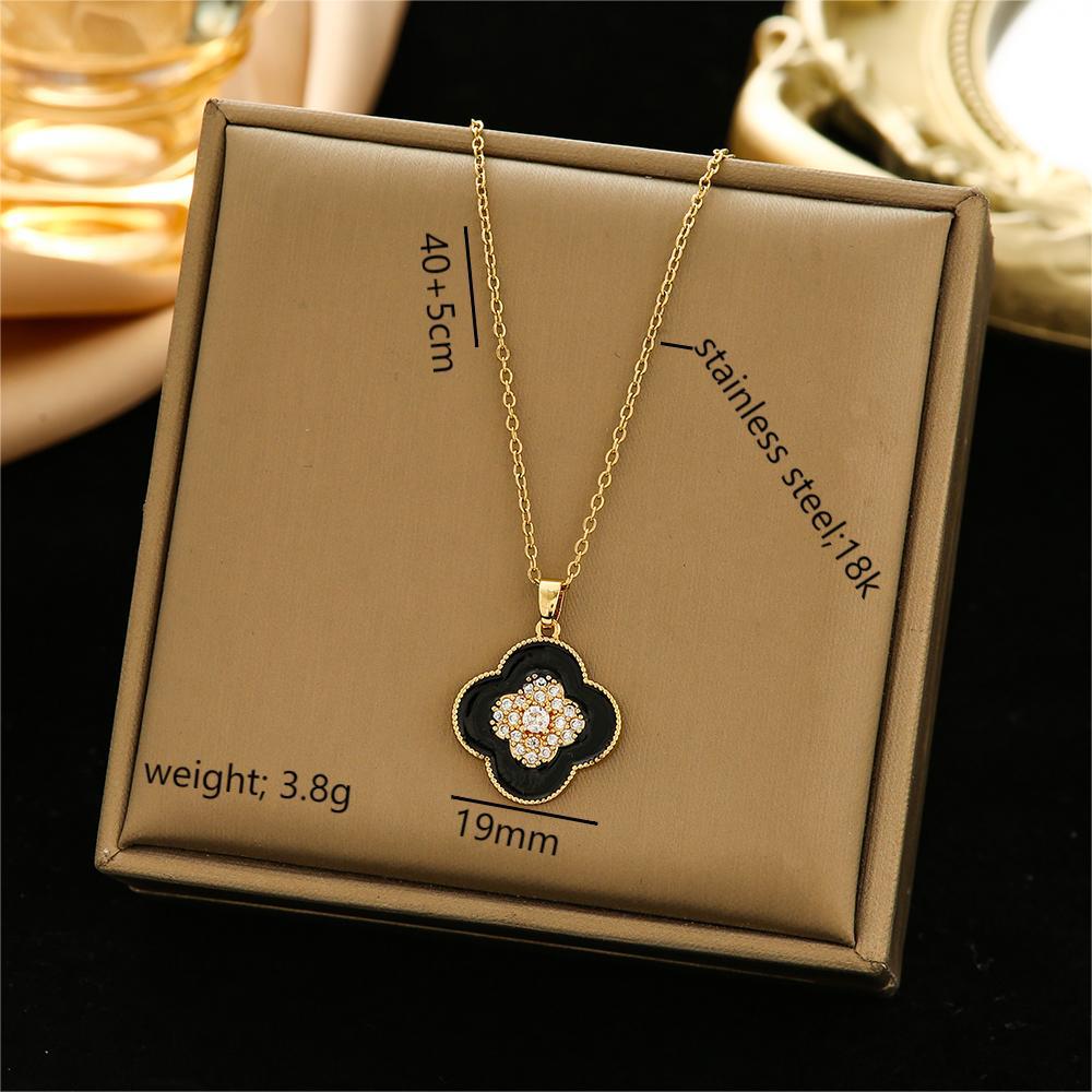 2PCS Lucky Clover Pendant Charm Necklace Earring Set