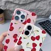 Красный вишневый принт матовый мягкий чехол для iPhone 16 Pro Max 15 14 Pro 13 12 11 ударопрочный TPU кожа текстура тонкий чехол для телефона