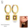 925 Sterling Silver Ear Needle Fashion Hoop Earrings Colorful Crystal Pendants Gold Earring Premium Luxury Women's Jewelry Gift