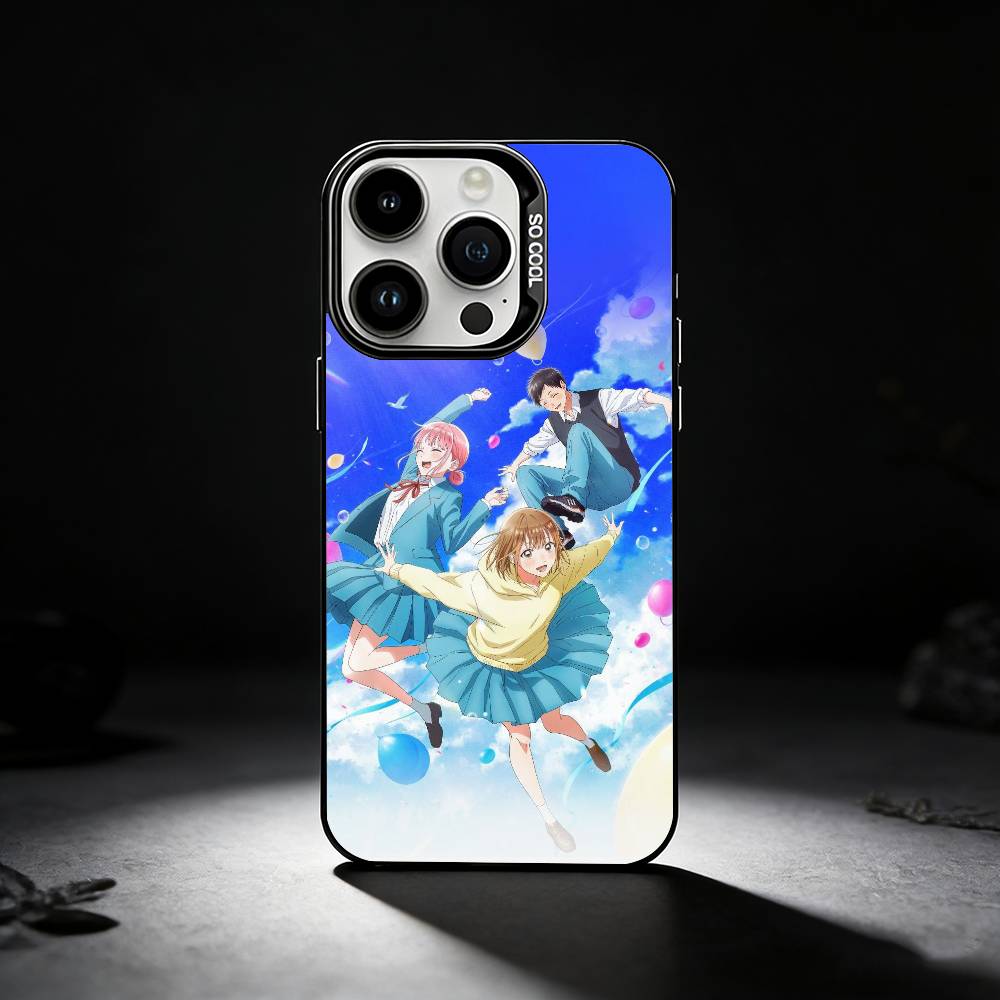 Blue Box Anime Cute Phone Case For iPhone 17,16,15,14,13,12,11 Plus,Pro Max,XS,Colored silver phone case