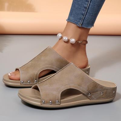 Женские тапочки Удобные Неглубокий Средний Каблук Повседневные Уличные Пляжные Тапочки 2025 Лето Новая Мода Сандалии на танкетке для женщин