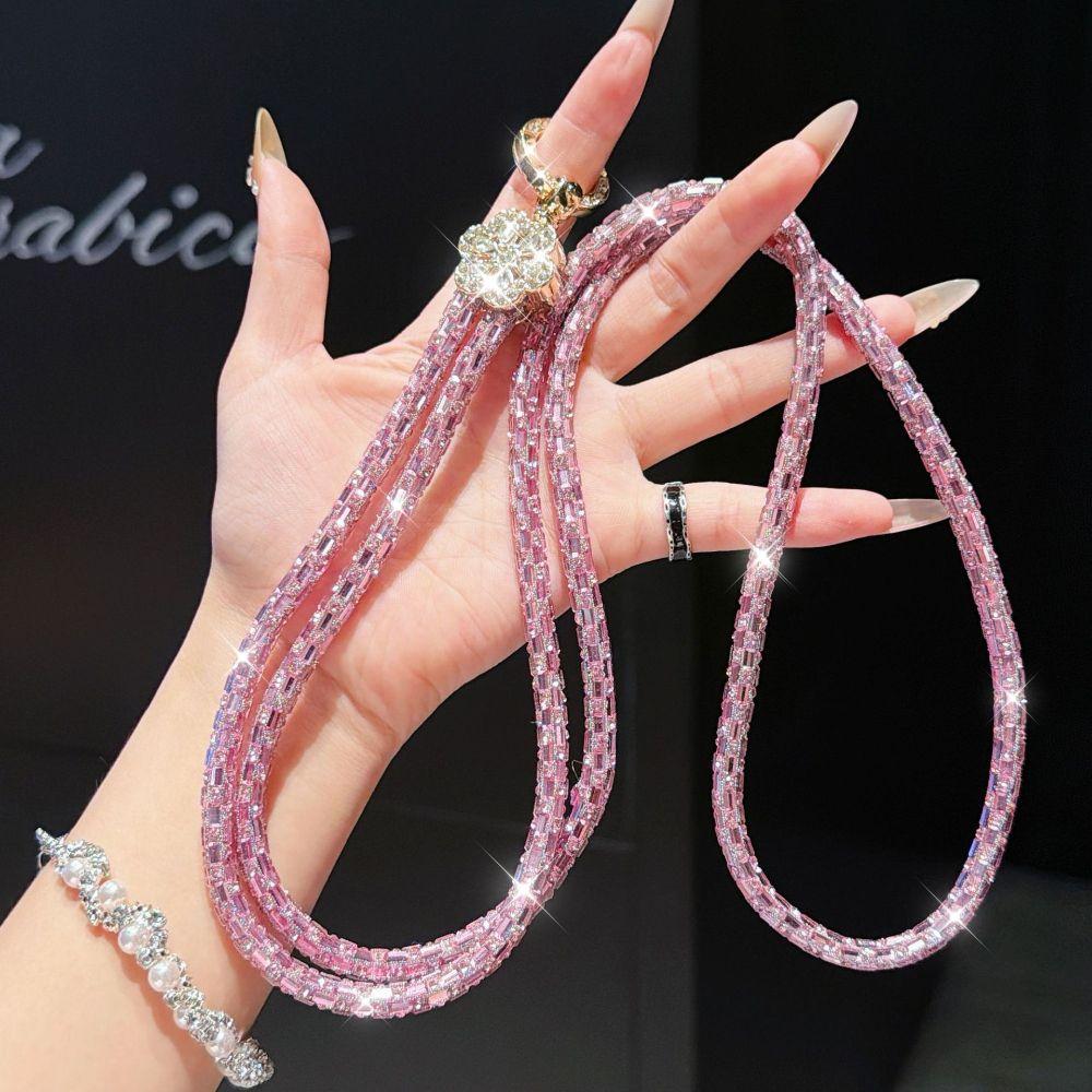 Anti-Lost Crossbody Chain Strap Rhinestone Beaded Phone Chain Crystal Phone Chain Camera Bag