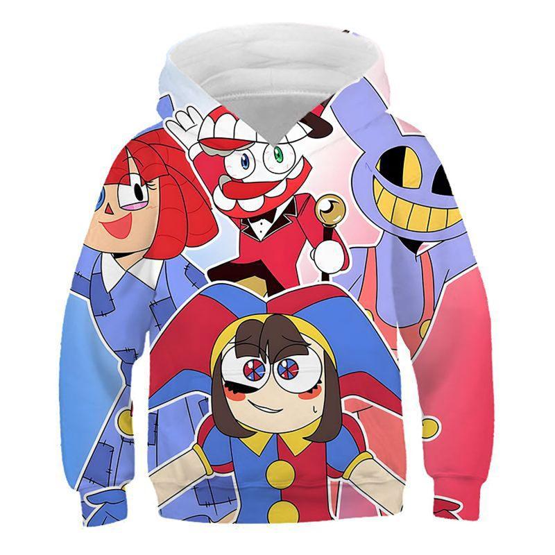 4-14 Years Children's Kids Cute Boys and Girls Lightweight  3D Cartoon Graphic Print Polyester Hoodies Tops
