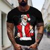 Футболка мужская летняя с короткими рукавами и рисунком Санта-Клауса, футболка с 3D-принтом