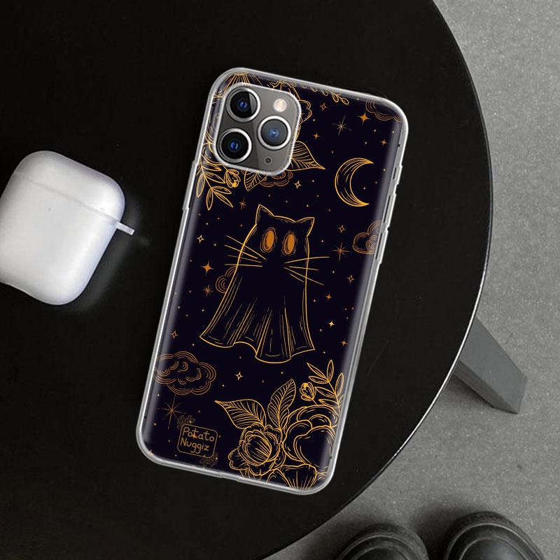 Милый Чехол-Чехол с Призраком на Хэллоуин для iPhone 11 12 13 Mini 14 15 Plus 16 Pro Max 17 Air 7 8 + SE Арт Индивидуальный Fundas 11 12