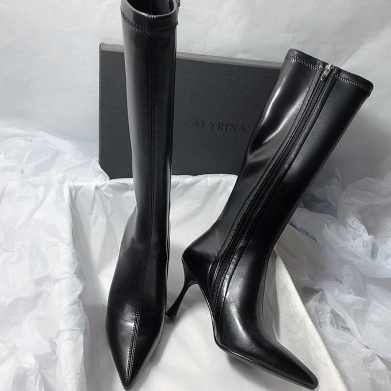 Women's High-heeled Boots with Slender Heels Sexy Pointed High-heeled Elastic Boots Fashion Knee-high High Heel Boots for Women