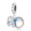 WOSTU 925 Silver Moonstone Charms Heart Beads Astronaut Moon Pendant Fit Bracelet DIY Necklace Jewelry Making