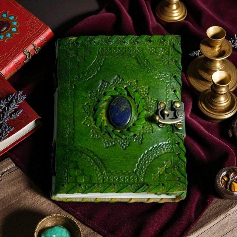 Кожаный Книга Теней с тиснением: Гримуар-журнал из лазурита