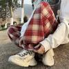 Fleece Vintage American Style Tweed Plaid Men's Pants Loose Straight Wide Leg Casual Trousers Trendy Brand Punk Rock Streetwear