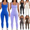 New Versatile Casual And Fashionable Women'S Solid Color Jumpsuit With Square Collar Sexy Hip Lifting And Slim Fit Sports Jumpsuit