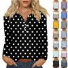 Women's Fashion Casual Printed V-neck Long Sleeve Button Up T-shirt Top