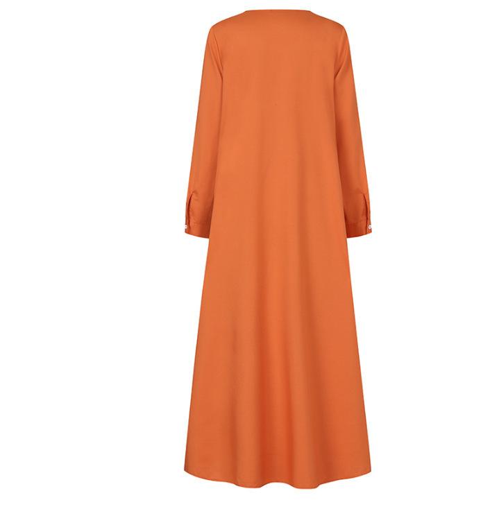 Женский осенний мусульманский кафтан Абая, однотонный элегантный Дубай, ислам, однотонное мешковатое платье-рубашка макси