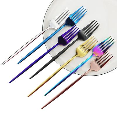 Радужная обеденная вилка из нержавеющей стали, посуда, вилка для торта, вилка для фруктового салата, черный десертный набор вилок, столовые приборы, Прямая доставка