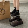 Platform Loafers Women'S Spring Muffin Shoes Versatile Black British Style Small Leather Shoes One-Pedal Single Shoes