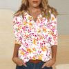 Women's Stand Collar 3/4 Sleeve Printed Top T-shirt
