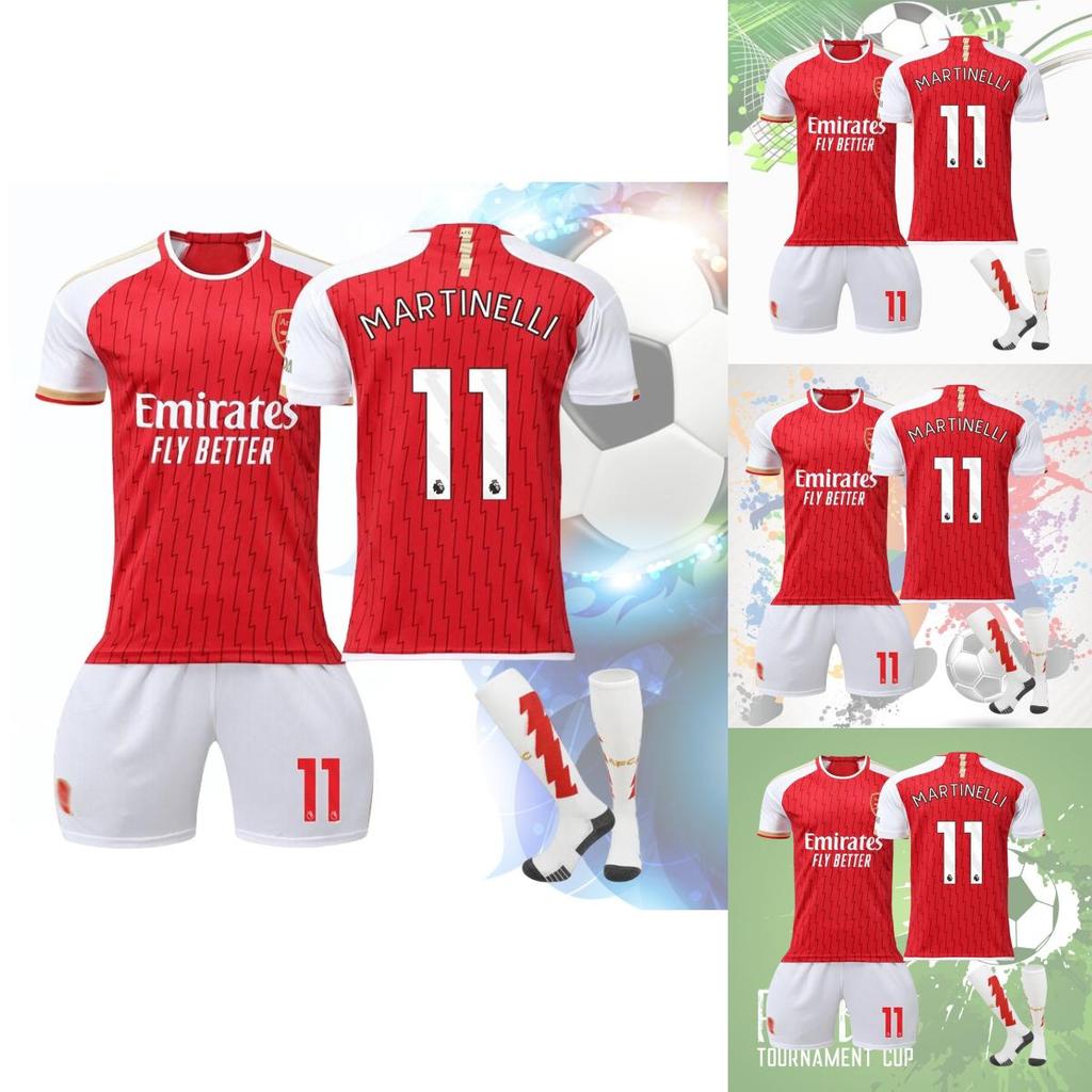 2023-24 Arsenal Home 7 Saka 8 Elneny 9 Jesus 11 Martinelli Football Jersey Sports Apparel For Kids