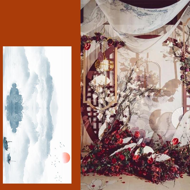 5M Chinese Style Ceiling Drapery Wedding Ceiling Drapery Curtain Panel Roof Canopy Draping Fabric Church Hotel Hall Decor