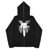 2023 European and American Dark Sportswear Men's and Women's Hoodies Gothic Couple Harajuku Casual Versatile Zippered Hoodies