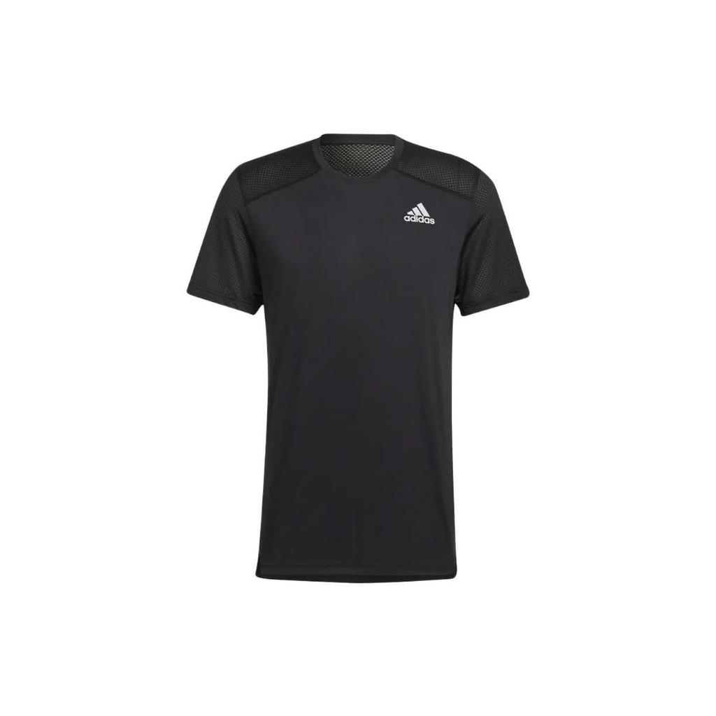 adidas Однотонная футболка с круглым вырезом и логотипом, мужские топы, черные H59885