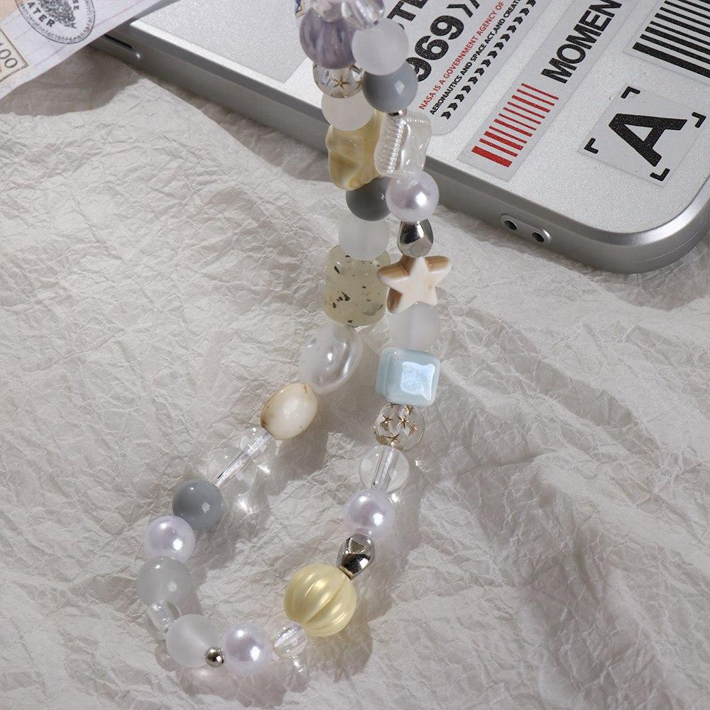 Star Pearl Phone Strap Phone Charms Mobile Lanyard Trendy Pendant Beaded Phone Chain  Jewelry Gift