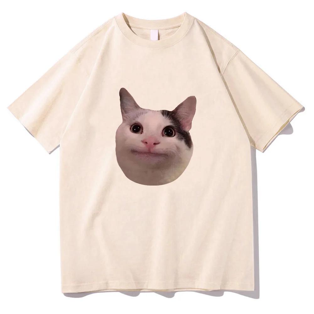 Женская футболка с коротким рукавом в стиле кошачьего мема с забавными узорами, удобная и мягкая повседневная футболка, забавная футболка для ежедневной носки
