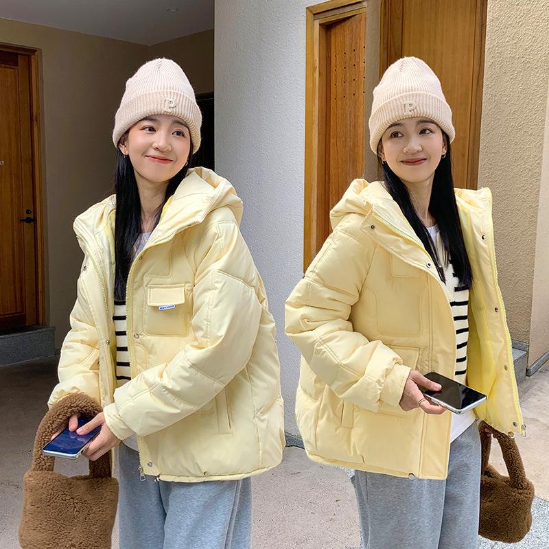 2025 Осень/Зима Новая Хлебная Хлопковая Куртка Утолщенная Свободная Модная Рабочая Куртка с Капюшоном Короткая Хлопковая Куртка
